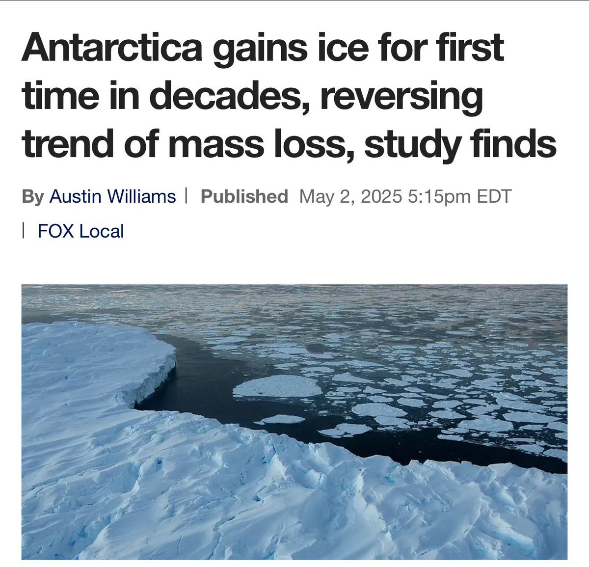 NASA Study Reveals Antarctica Gaining 82 Gigatons of Ice Yearly